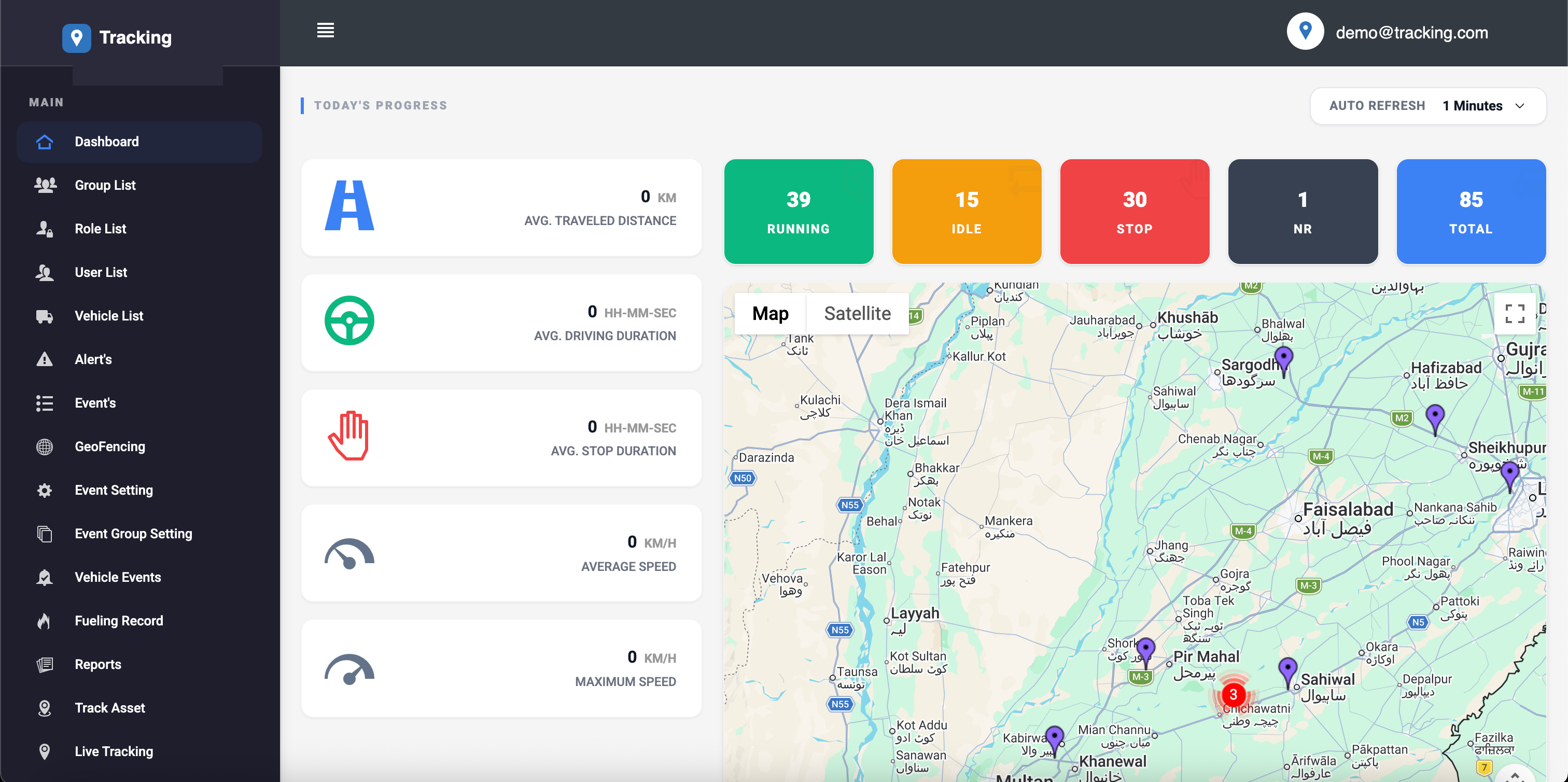 Connexis vehicle tracking and fleet management dashboard